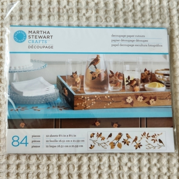Martha Stewart Crafts Decoupage Wood Grain Birds Floral Leaves - Picture 1 of 3